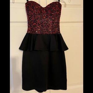Strapless, black with Red short dress